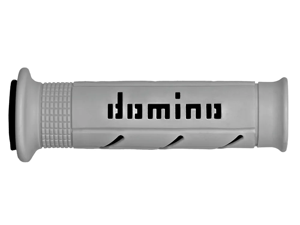 Bestseller DOMINO coppia manopole Road-Racing 120mm/125mm in gomma Grigio-Nero, terminale aperto