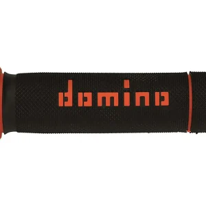 Prezzo Basso DOMINO Manopole Moto OFF-ROAD A020 120/123mm Nero-Arancione, terminale chiuso