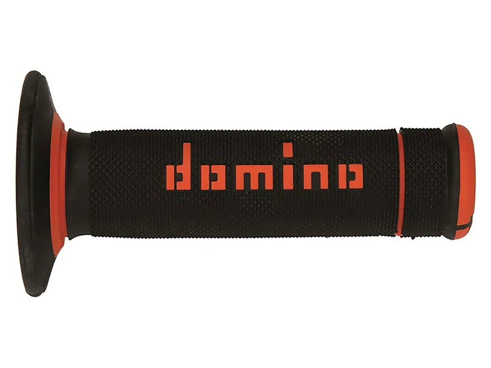 Prezzo Basso DOMINO Manopole Moto OFF-ROAD A020 120/123mm Nero-Arancione, terminale chiuso