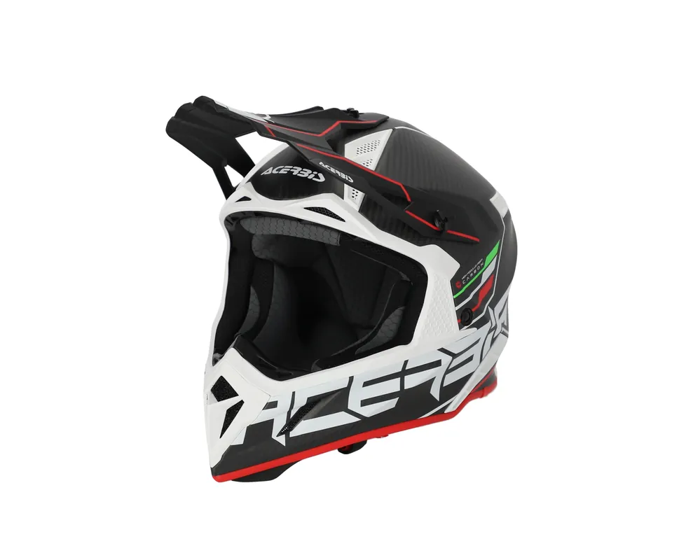 CASCO Cross / Enduro / Super Motard Acerbis STEEL CARBON 22-06 Nero/Rosso/Bianco Affare