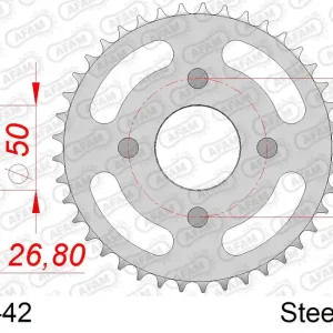 Corona AFAM 10106-42 in acciaio passo 420 HONDA CB 50 J 1977 -1981 Professionale