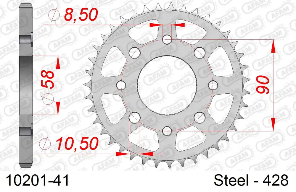 Nuova Collezione Corona AFAM 10201-41 in acciaio passo 428 KYMCO 125 HIPSTER 1999 -2005