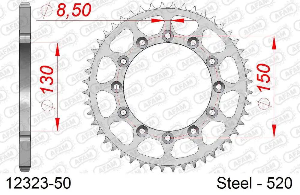 Corona AFAM 12323-50 in acciaio passo 520 FANTIC XE 125 2021 -2022 Consegna Rapida