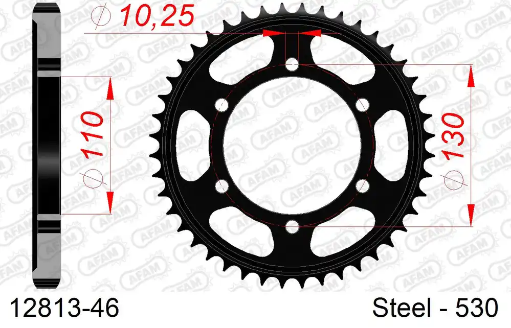 Popolare Corona AFAM 12813-46 in acciaio passo 530 YAMAHA FZ 6 N 2004 -2007