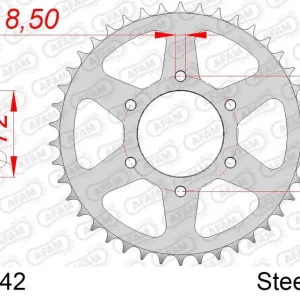 Corona AFAM 14304-42 in acciaio passo 520 SUZUKI DR 250 S 1982 -1987 Nuovo Arrivo
