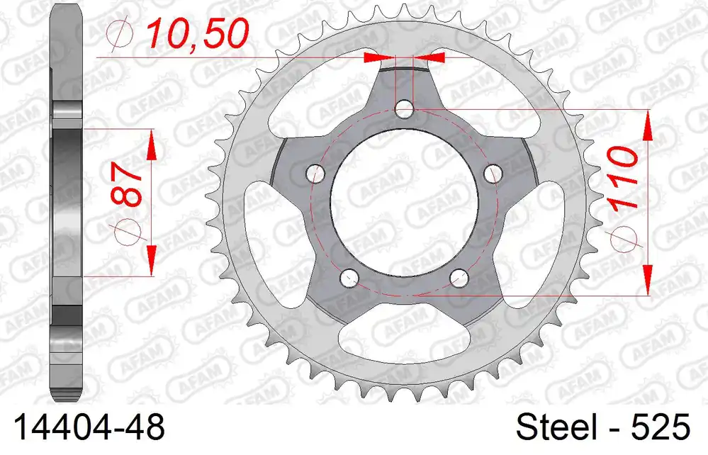 Corona AFAM 14404-48 in acciaio passo 525 SUZUKI GSX 400 F 1988 -1990 Solo Oggi