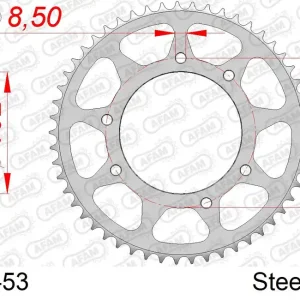 Corona AFAM 41100-53 in acciaio passo 420 BULTACO SM 50 ASTRO 2001 Ultime Pezzi