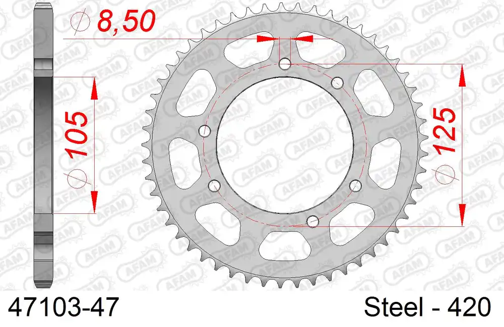 Corona AFAM 47103-47 in acciaio passo 420 RIEJU RS 50 NKD 2013 -2017 Promo Stagionale
