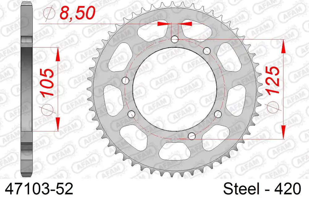 Occasione Corona AFAM 47103-52 in acciaio passo 420 GAS-GAS EC 50 ROOKIE 2001 -2005