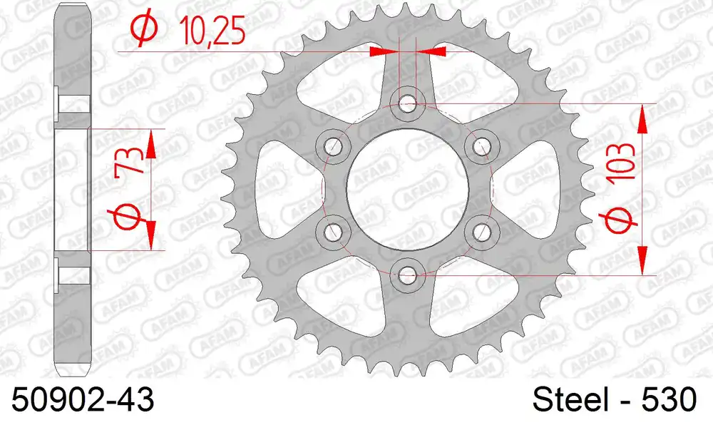 Corona AFAM 50902-43 in acciaio passo 530 DUCATI 1200 MULTISTRADA ENDURO 2016 -2018 Saldi