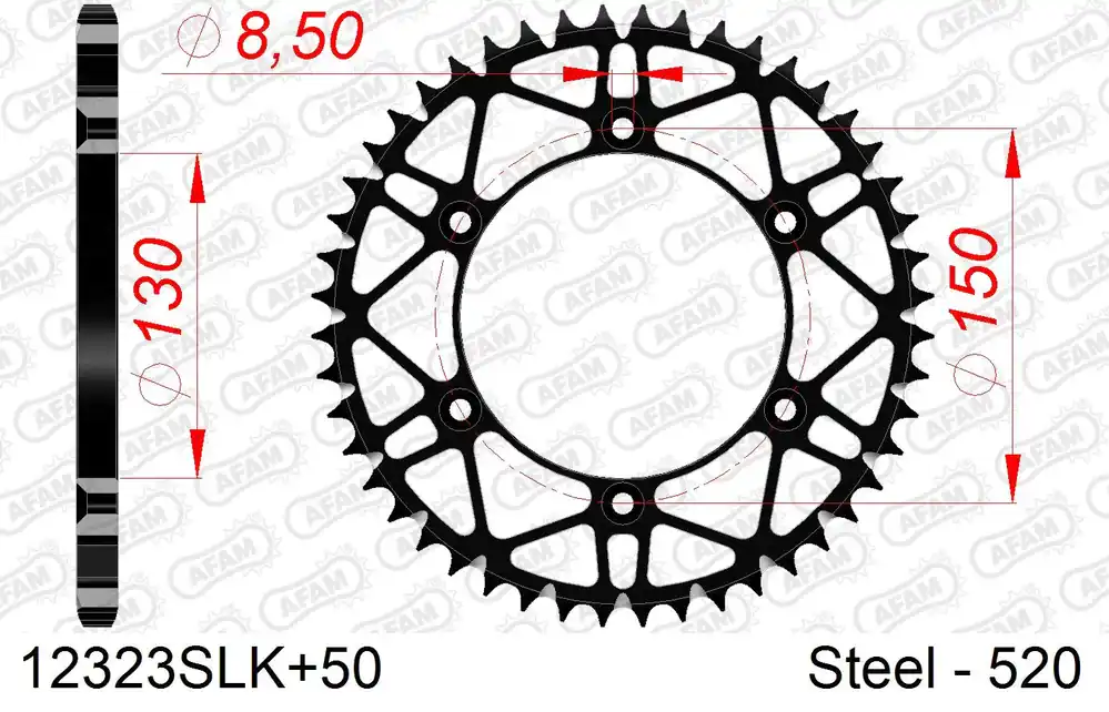 Corona AFAM 12323SLK+50 in acciaio passo 520 FANTIC XE 125 2021 -2022 Esclusivo