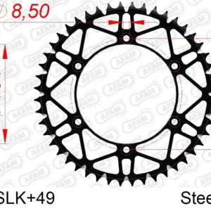 Corona AFAM 16206SLK+49 in acciaio passo 520 KAWASAKI KX 250 F 2011 -2012 Pagamento Sicuro