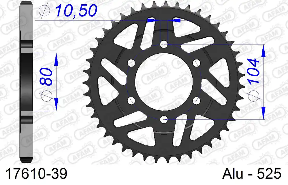 Corona AFAM 17610-39 in all. passo 525 KAWASAKI ZX 10 R ZX 1000 2004 -2015 Occasione