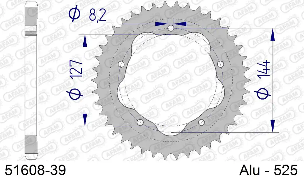 Popolare Corona AFAM 51608-39 in all. passo 525 DUCATI 1100 MONSTER 2009 -2010