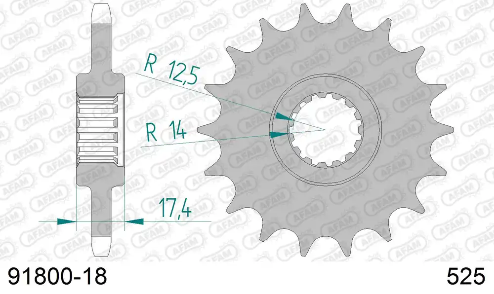 Quantità Limitata Pignone AFAM 91800-18 passo 525 TRIUMPH 1000 BLACK MAGIC 2006 -2008