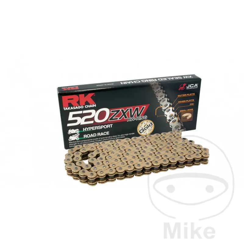 Spedizione Espresso RK Catena di Trasmissione Moto 520 ZXW 118 maglie ORO/NERO con XW-RING