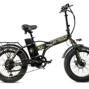 FAT BIKE 750W JEEP CLASS MILITAR E-BIKE 20′ BICICLETTA BICI PIEGHEVOLE ELETTRICA 48V NERO OPACO Prezzo Scontato