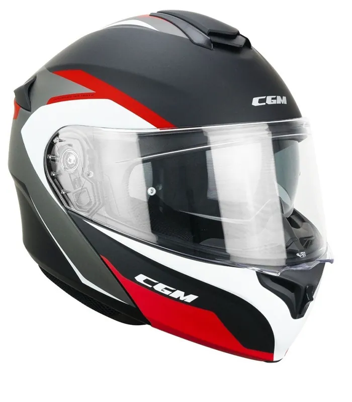 Ultimissimo Modello CASCO MOTO MODULARE CGM 508G 568G BERLINO BRESDA NERO ROSSO OPACO